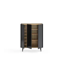 Mueble auxiliar modelo Arista 3 puertas acabado negro, 40cm(ancho) 120cm(alto) 95cm (largo)