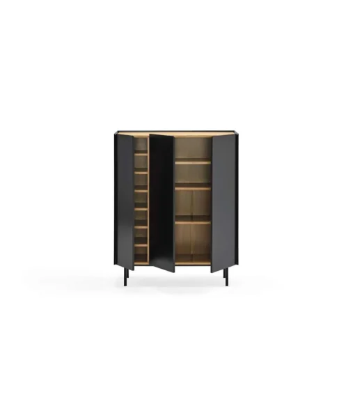 Mueble auxiliar modelo Arista 3 puertas acabado negro, 40cm(ancho) 120cm(alto) 95cm (largo)
