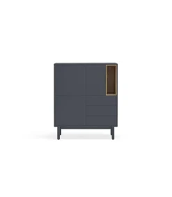 Mueble auxiliar modelo Corvo 3 puertas 3 cajones acabado gris antracita, 40cm(ancho) 120cm(alto) 100cm (largo)