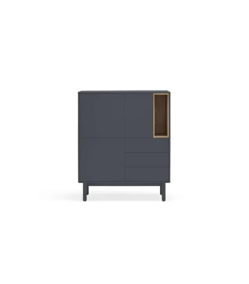 Mueble auxiliar modelo Corvo 3 puertas 3 cajones acabado gris antracita, 40cm(ancho) 120cm(alto) 100cm (largo)