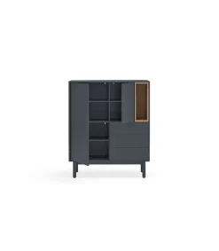 Mueble auxiliar modelo Corvo 3 puertas 3 cajones acabado gris antracita, 40cm(ancho) 120cm(alto) 100cm (largo)