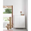 Mueble auxiliar modelo Sierra 2 puertas 2 cajones interiores acabado blanco, 45cm(ancho) 130cm(alto) 97cm (largo)