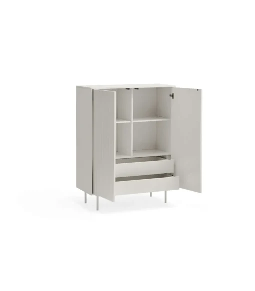 Mueble auxiliar modelo Sierra 2 puertas 2 cajones interiores acabado blanco, 45cm(ancho) 130cm(alto) 97cm (largo)