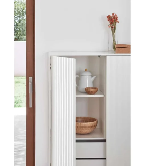 Mueble auxiliar modelo Sierra 2 puertas 2 cajones interiores acabado blanco, 45cm(ancho) 130cm(alto) 97cm (largo)