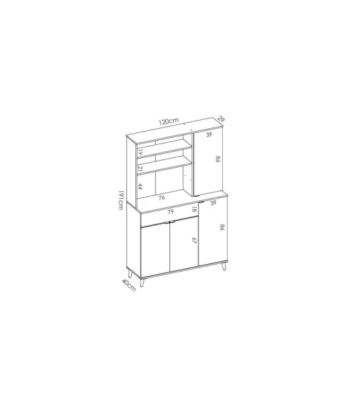 Mueble auxiliar Villarodrigo 4 puertas 1 cajon 3 estantes 188,5 cm(alto)119 cm(ancho)40 cm(largo)