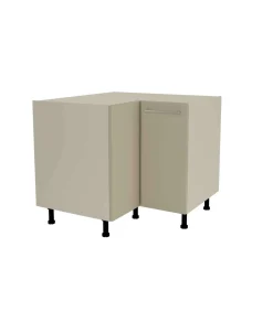 Mueble bajo de rincón acabado en puertas en color visón, 85 cm(alto)93x93 cm(ancho)60 cm(largo)