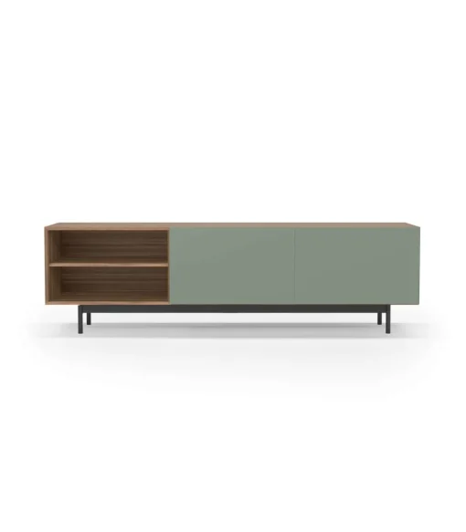 Mueble bajo televisión Md-608-1 en color nogal/verde, 52cm(alto) 180cm(ancho) 43cm(largo)
