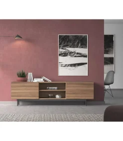 Mueble bajo televisión Md-608-2 en color nogal, 52cm(alto) 180cm(ancho) 43cm(largo)