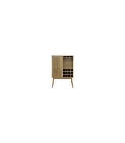 Mueble Botellero bajo Trend 1 puerta corredera acabado chapa de fresno, 120cm(alto) 80cm(ancho) 40cm(fondo).