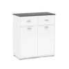 Mueble Buffet bajo 2 puertas y 2 cajones acabado blanco, 90cm (alto) x80cm (ancho) x 40cm (fondo).