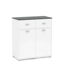 Mueble Buffet bajo 2 puertas y 2 cajones acabado blanco, 90cm (alto) x80cm (ancho) x 40cm (fondo).