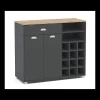 Mueble Buffet bajo 2 puertas 1 cajón y botellero acabado gris grafito, 90cm(alto) x 103cm(ancho) x 40cm(fondo).