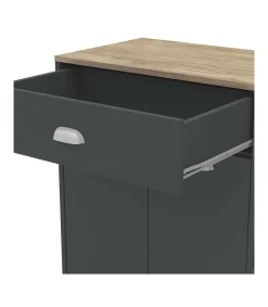 Mueble Buffet bajo 2 puertas 1 cajón y botellero acabado gris grafito, 90cm(alto) x 103cm(ancho) x 40cm(fondo).