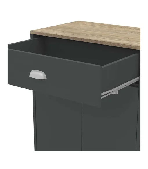 Mueble Buffet bajo 2 puertas 1 cajón y botellero acabado gris grafito, 90cm(alto) x 103cm(ancho) x 40cm(fondo).