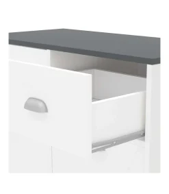 Mueble Buffet bajo 2 puertas y 2 cajones acabado blanco, 90cm (alto) x80cm (ancho) x 40cm (fondo).