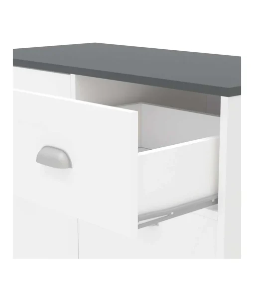 Mueble Buffet bajo 2 puertas y 2 cajones acabado blanco, 90cm (alto) x80cm (ancho) x 40cm (fondo).