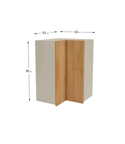 Mueble cocina alto de rincón con acabado color roble vega, 90 cm(alto)63x63 cm(ancho)35 cm(largo)