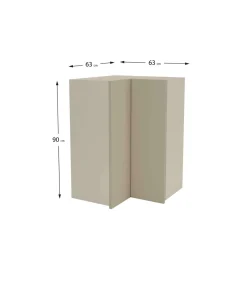 Mueble cocina alto de rincón acabado en puertas color visón, 90 cm(alto)63x63 cm(ancho)35 cm(largo)