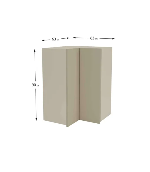 Mueble cocina alto de rincón acabado en puertas color visón, 90 cm(alto)63x63 cm(ancho)35 cm(largo)
