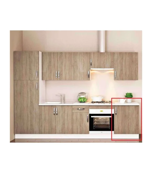 Mueble cocina con una puerta en roble cortez. 83 cm(alto)60 cm(ancho)58 cm(largo)