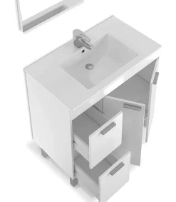 Mueble con lavabo PMMA y espejo Marta en acabado blanco. 80 cm(alto)80 cm(ancho)45 cm(largo)
