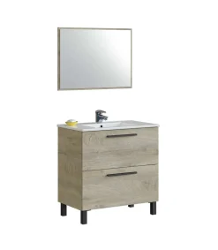 Mueble de baño Cullera con lavabo cerámico y espejo, acabado roble 80 cm(alto)80 cm(ancho)45 cm(largo)