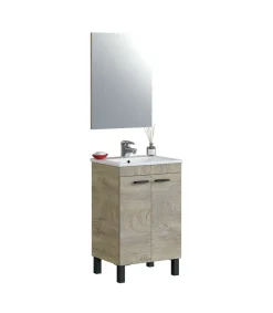 Mueble de baño Xativa con lavabo cerámico y espejo, acabado roble 80 cm(alto)50 cm(ancho)40 cm(largo)