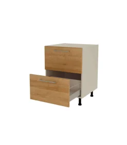 Mueble de cocina bajo cacerolero en gris cream y roble vega. 85 cm(alto)60 cm(ancho)60 cm(largo)