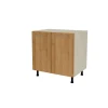 Mueble de cocina bajo con 2 puertas en gris cream y roble vega. 85 cm(alto)80 cm(ancho)60 cm(largo)