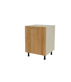 Mueble de cocina bajo con 1 puerta en gris cream y roble vega. 85 cm(alto)60 cm(ancho)60 cm(largo)