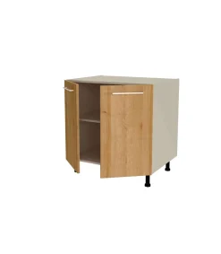 Mueble de cocina bajo con 2 puertas en gris cream y roble vega. 85 cm(alto)80 cm(ancho)60 cm(largo)