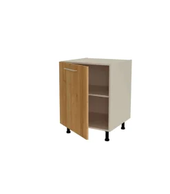 Mueble de cocina bajo con 1 puerta en gris cream y roble vega. 85 cm(alto)60 cm(ancho)60 cm(largo)