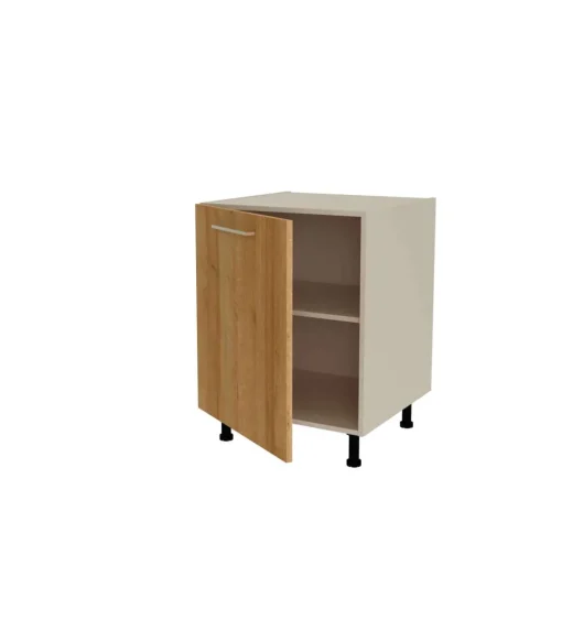 Mueble de cocina bajo con 1 puerta en gris cream y roble vega. 85 cm(alto)60 cm(ancho)60 cm(largo)