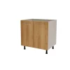 Mueble de cocina bajo para fregadero en gris cream y roble vega. 85 cm(alto)80 cm(ancho)60 cm(largo)