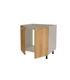 Mueble de cocina bajo para fregadero en gris cream y roble vega. 85 cm(alto)80 cm(ancho)60 cm(largo)