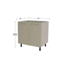 Mueble de cocina bajo para fregadero en gris cream y vison. 85 cm(alto)80 cm(ancho)60 cm(largo)