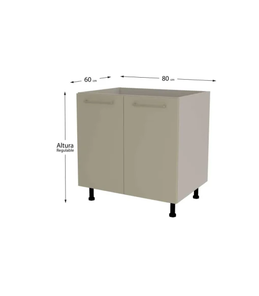 Mueble de cocina bajo para fregadero en gris cream y vison. 85 cm(alto)80 cm(ancho)60 cm(largo)