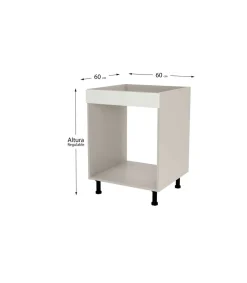 Mueble de cocina para horno en gris cream y blanco mate. 85 cm(alto)60 cm(ancho)60 cm(largo)