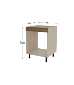 Mueble de cocina para horno en gris cream y nogal noceto. 85 cm(alto)60 cm(ancho)60 cm(largo)