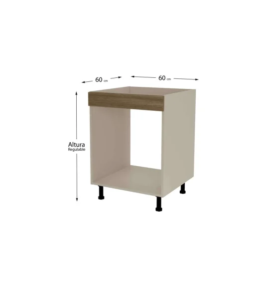 Mueble de cocina para horno en gris cream y nogal noceto. 85 cm(alto)60 cm(ancho)60 cm(largo)