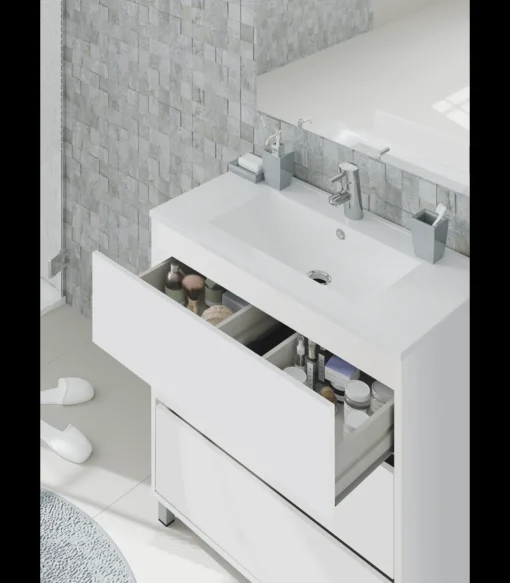 Mueble de lavabo cerámico Kalma acabado blanco, 90 cm(alto)81,5 cm(ancho)46,5 cm(largo)