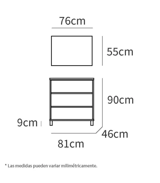 Mueble de lavabo cerámico Kalma acabado blanco, 90 cm(alto)81,5 cm(ancho)46,5 cm(largo)