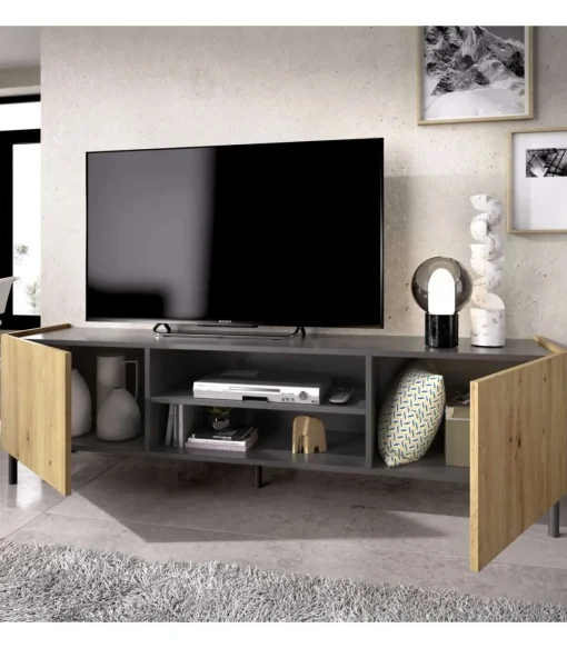 Mueble de televisión Dunai en Nordic Grafito 45,2 cm(alto)161cm(ancho)35 cm(largo)