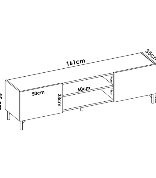 Mueble de televisión Dunai en Nordic Grafito 45,2 cm(alto)161cm(ancho)35 cm(largo)