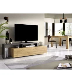 Mueble de televisión Ram en Grafito-Nordic 46.8 cm(alto)165 cm(ancho)40 cm(fondo)