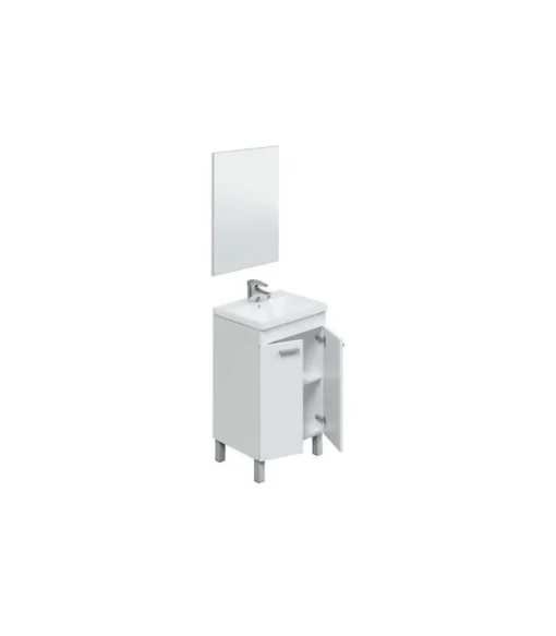 Mueble lavabo cerámico y espejo Konce en acabado blanco 80 cm(alto)50 cm(ancho)40 cm(largo)