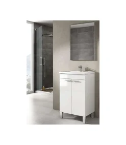 Mueble lavabo cerámico y espejo Konce en acabado blanco 80 cm(alto)50 cm(ancho)40 cm(largo)