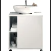 Mueble para tapar pie de lavabo Sintra acabado blanco, 64cm (alto) x 59cm (ancho) x 45cm (fondo).