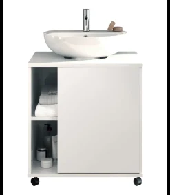 Mueble para tapar pie de lavabo Sintra acabado blanco, 64cm (alto) x 59cm (ancho) x 45cm (fondo).
