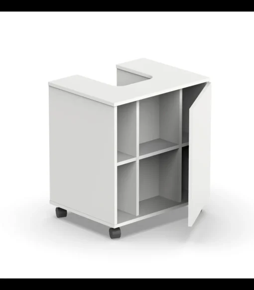 Mueble para tapar pie de lavabo Sintra acabado blanco, 64cm (alto) x 59cm (ancho) x 45cm (fondo).